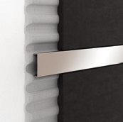 profilpas design Prolist Design Nerez ocel pochromovaná S Design a eloxovaný hliník X Design, dvě nové povrchové úpravy pro dekorativní listely.