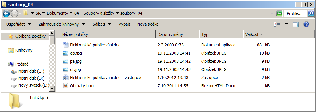 Složka soubory_04 (zbylé soubory po přesunech a kopírování): 21. Kolik Bytů zabere text AHOJ v ASCII kódu? (Bez uvozovek) 4 B 16. Kolik Bytů zabere číslo 24000? 4 B 17. Kolik Bytů zabere číslo 24? 4 B 18.