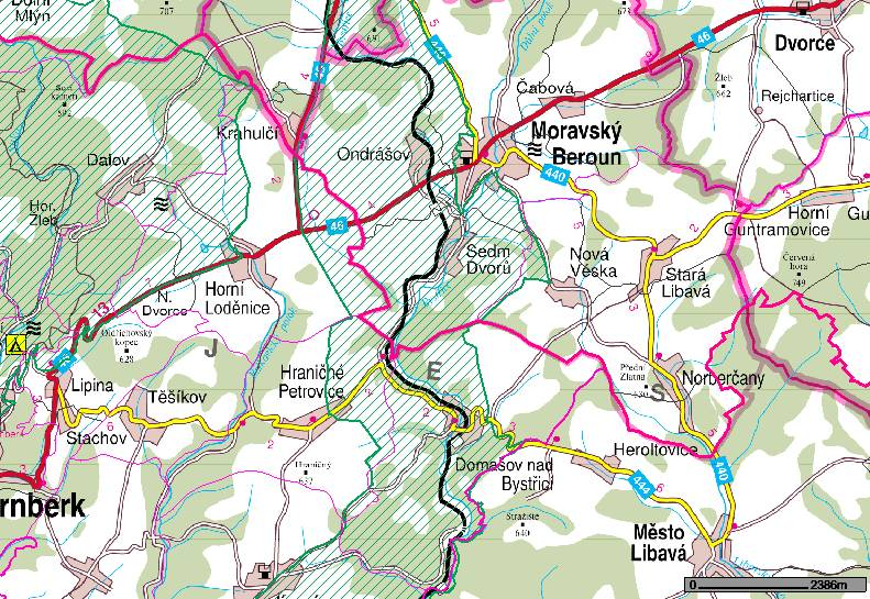 Obr. č. 5: Detailní mapka území mikroregionu přírodní park Údolí Bystřice PP Sovinecko PP Údolí Bystřice 8.