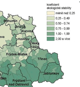 Zdroj: http://mapy.nature.cz/ Ekologická stabilita území Ekologická stabilita území je vyjádřena koeficientem ekologické stability KES, který představuje poměr mezi tzv.