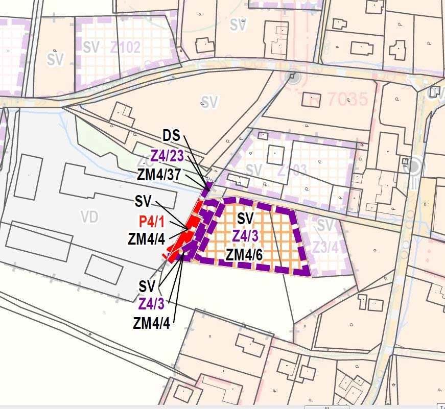 Z4/2, SV, 0,46 ha; Z4/9, SV, 0,59 ha Plochy v k.ú. Horní Žukov pro smíšené venkovské bydlení navazují na stabilizovanou plochu stejného způsobu využití.