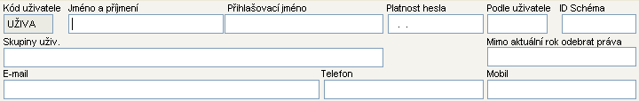 Postup nastavení práv přístupu Postup nastavení práv přístupu Volba Nastavení práv přístupu má 4 záložky Práva - vlastní nastavení práv přístupu Uživatelé - číselník oprávněných uživatelů Agendy -