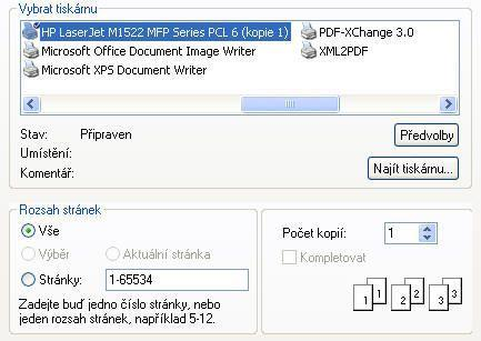 Tisk na tiskárnu Tisk na tiskárnu Na toto tlačítko klikneme myší.