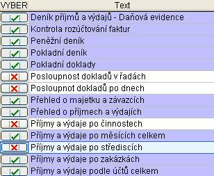 Omezení seznamu zobrazovaných tisků Omezení seznamu zobrazovaných tisků V libovolné agendě lze omezit nabízené tisky jen na vybrané.