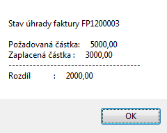 Párování úhrady s fakturou Klávesou F8 nebo tlačítkem Zrušit větu se řádek označí jako zrušený. Při této činnosti se také úhrada odepíše z faktury.