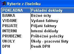 Řady dokladů Řady dokladů Číselník všech řad dokladů použitých v programu. Uživatel si může vytvořit vlastní řady dokladů.