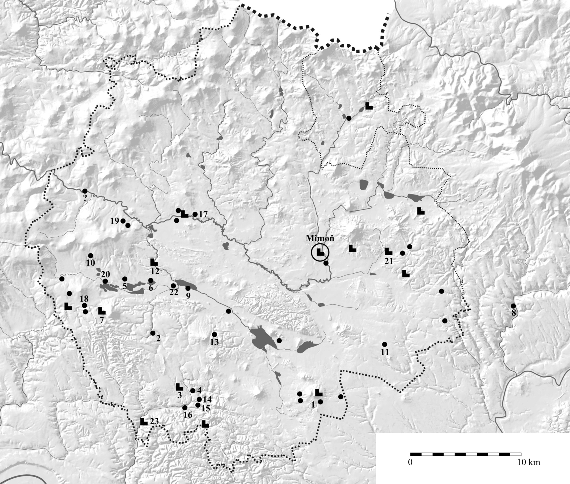 kostelní vrch v mimoni od raného středověku do novověku 399 Obr. 17. Archeologické doklady osídlení Českolipska v průběhu 2. třetiny 13. století.