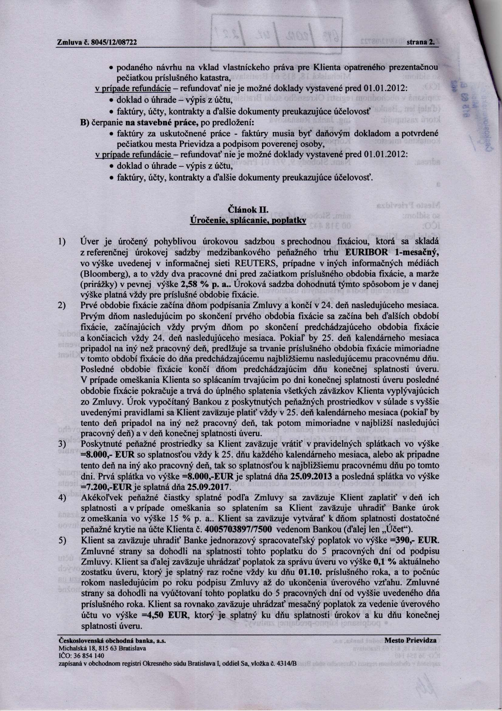 Zmluva č. 8045/12/08722 strana 2.