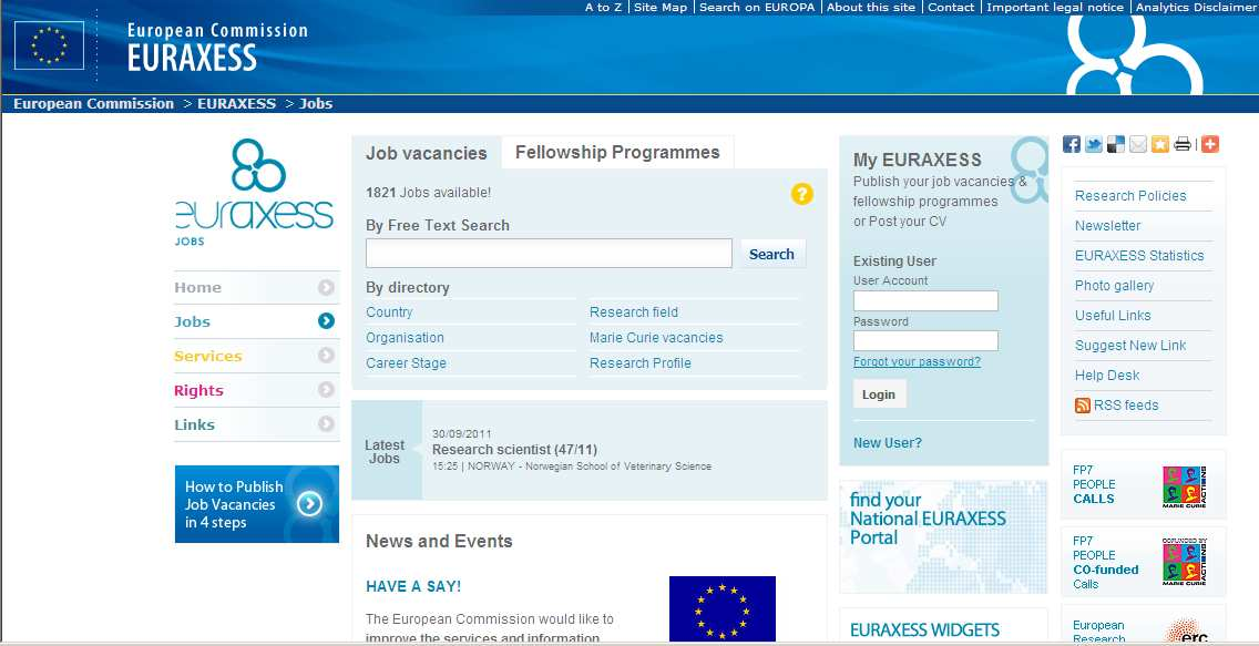 EURAXESS Síť poskytující informace a pomoc jak přijíždějícím, tak vyjíždějícím výzkumným pracovníkům