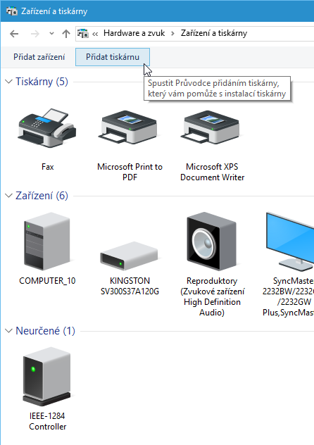 INSTALAČNÍ POSTUP - VÝBĚR TISKÁRNY RUČNĚ 1. Připojte adaptér k USB portu PC, bude automaticky nainstalován. 2. Není třeba instalovat žádné ovladače, jsou součástí podporovaných operačních systémů. 3.