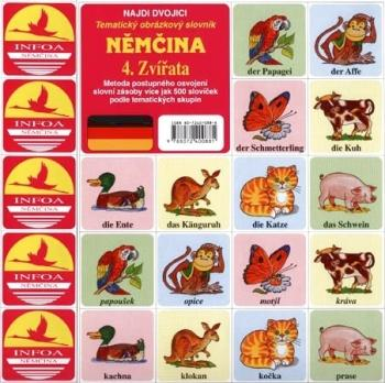 Seite 4 Najdi dvojici Němčina. INFOA 2007. ISBN: 80-7240-088-6. 16 tématických listů s dvojicemi obrázků, které lze hrát jako klasické pexeso.