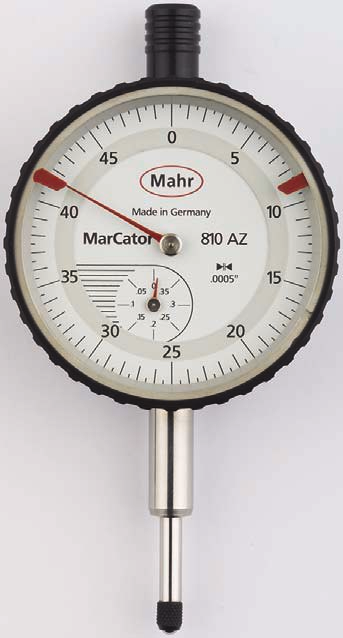 + 5-21 Standardní mechanické číselníkové úchylkoměry 810 810 SB 810 SM 810 SRM 810 AZ 810 SB S omezeným rozsahem měření jako 810 S, navíc: Omezený rozsah měření (0,8 mm) pro bezchybné odečítání Velký