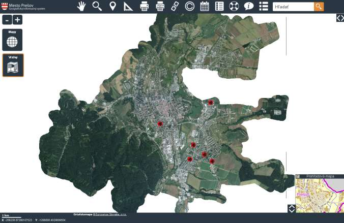WEBGIS.PRESOV.SK Prešovský gúgl GIS port{l mesta Prešov. Vizualizované d{ta ktorými disponuje mestský úrad. Občanovi sú poskytnuté vo verejnej vrstve bez nutnosti registr{cie a prihl{senia.