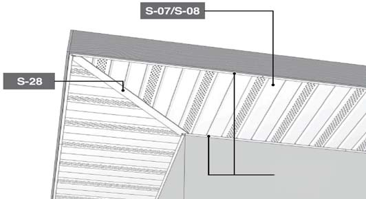 NOVO - soffit - PVC napušč 250800 S-07 Soffit za napušč hrast 340*3850mm 12,10 /m 2 250801 S-25 Zaključni profil za Soffit 395cm 19,20 /kos 250802 S-28 Povezovalec za Soffit 395cm 23,46 /kos Soffit -