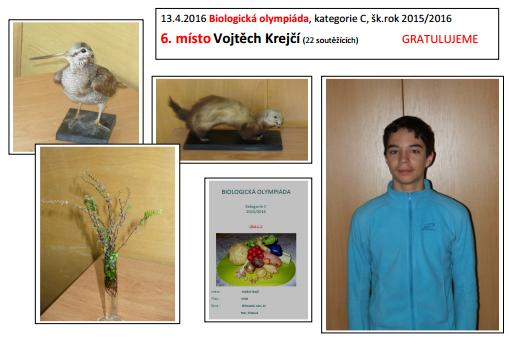 2. 13. 11. 2015 se konalo školní kolo soutěže Hledá se mladý chemik 2015/2016. Na následující fotografii jsou tři nejlepší: Jan Pavlík, Michal Babouček, Hana Hladíková. 3. 13. 4.