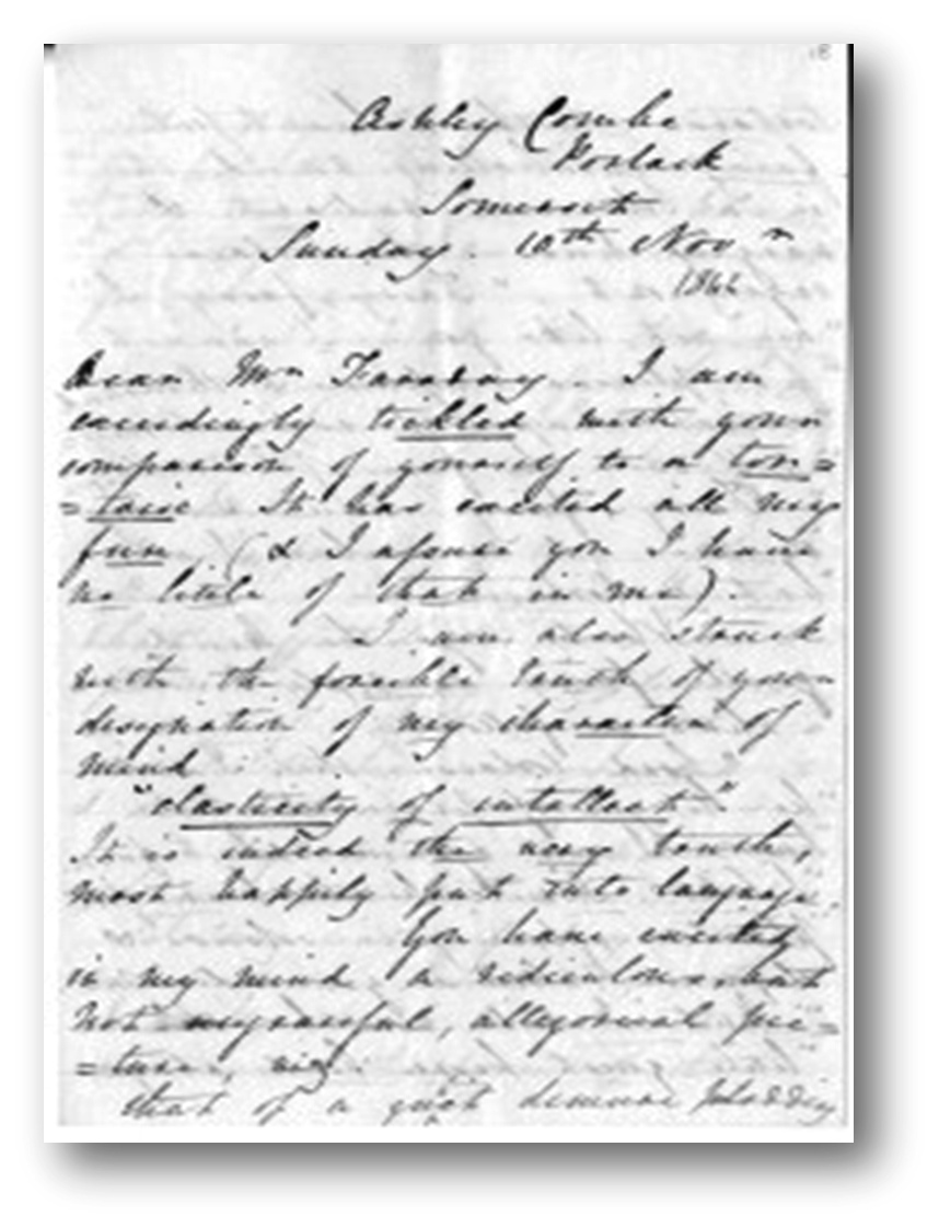 Dopisy ale také svědčí o vzájemné přátelské úctě: Dear Mr Faraday, I have never yet thanked you for the little paper you sent me this spring.