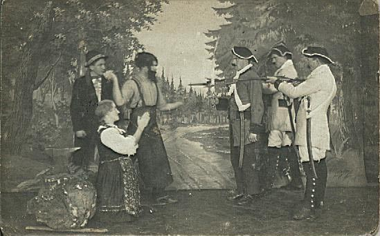 1939 Stojící zleva: Václav Vašíček, neznámý, Marie Janáčková, neznámý, neznámá, Jaroslav Havlíček, Josefa Konfrštová, František Skřivan.