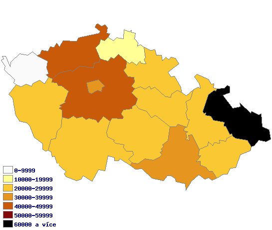 Nejvíce osob je z hlediska rizikových kategorií zařazeno do kategorie třetí (85,6%), a to ve všech krajích. Nejméně osob je evidováno v kategorii 4 (4,1%).