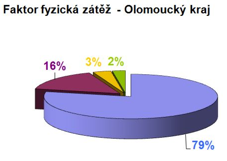Faktor fyzická zátěž je třeba z důvodu nejvyššího počtu exponovaných zaměstnanců vůbec a pro návaznost na nejčastější příčinu hlášených profesionálních onemocnění rozdělit v souladu s vyhláškou č.