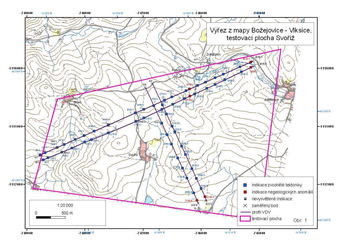 4.1.4 Využití výsledků geofyzikálních měření pro hodnocení stupně nehomogenit v geologické stavbě zájmového území Pro objektivní posouzení všech dostupných výsledků a optimální vymezení relativně