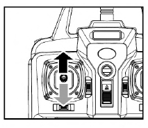 Příprava letu 1. Zapněte dálkové ovládání do polohy ON / zapnuto, jak je znázorněno na obrázku 2. Otevřete kryt baterie, vložte baterii a připojte jí k modelu pomocí konektoru 3.
