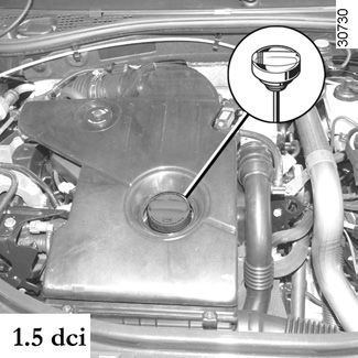 HLADINA OLEJA V MOTORE: dopĺňanie, plnenie (1/2) 1 1 2 1 2 1 2 Dopĺňanie/plnenie Vozidlo musí stáť vo vodorovnej polohe, motor musí byť vypnutý a studený (napríklad pred prvým naštartovaním v danom