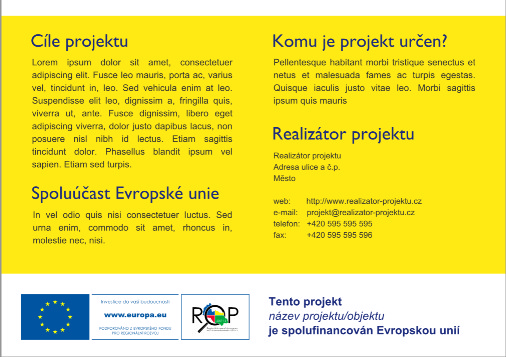 *Pozn.: druh projektu (operace) blíže upřesňuje resp. konkrétněji specifikuje název projektu; uvádí se pouze v případech, kdy z názvu projektu není zřejmé o jaký projekt se jedná tj.