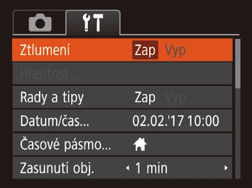 Použití obrazovky nabídky 3 Vyberte položku nabídky. Pomocí obrazovky nabídky lze následovně nastavovat různé funkce fotoaparátu.