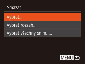 Mazání snímků Filmy Nepotřebné snímky můžete jednotlivě vybírat a vymazat. Při mazání snímků buďte opatrní, vymazané snímky již nelze obnovit. Chráněné snímky (= 61) však nelze vymazat.