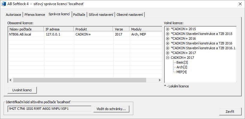 Kontrola využitých síťových licencí Pomocí správce licencí (na serveru) je možné kontrolovat využití jednotlivých licencí CADKONu používaných na lokálních počítačích klientů. Postup: 1.