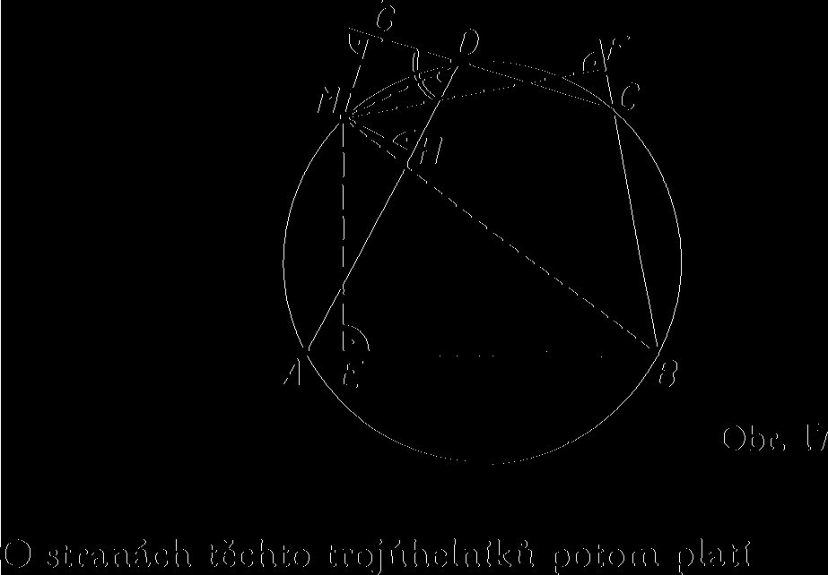 což jinak zapsáno dá e:p=h:q čili p : q = e : h. (1) Z týchž důvodů jako prve je A MDG~AMBF. což jinak psáno dá MD : MG = MB: MF, q:g=p:f čili p:q=f:g.