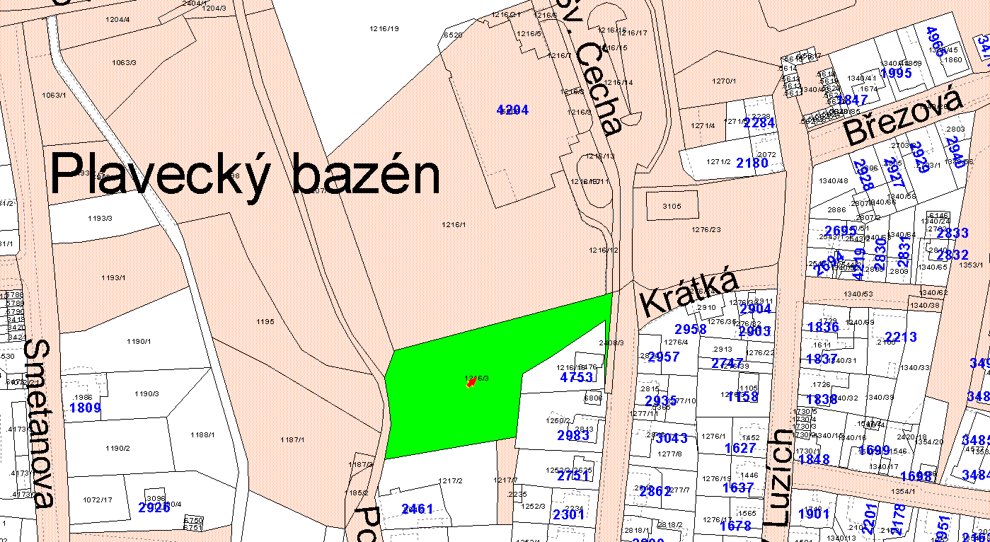 B) 6. nesouhlas s prodejem části p.p.č. 1216/3 o výměře cca 80 m 2 (celková výměra 3.804 m 2 ) v k.ú.