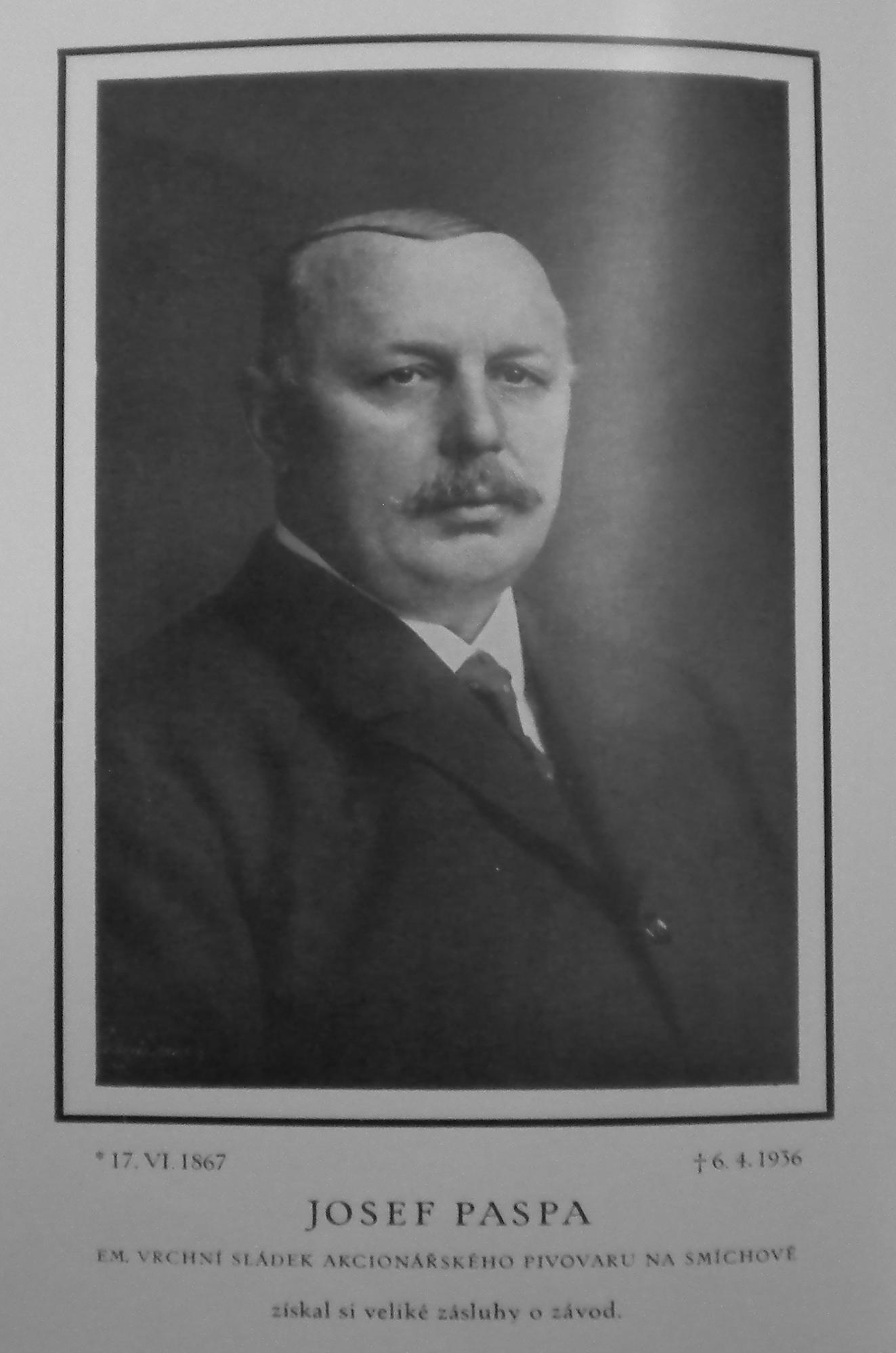 Příloha 2: Josef Paspa vrchní sládek smíchovského pivovaru (1912-1933)