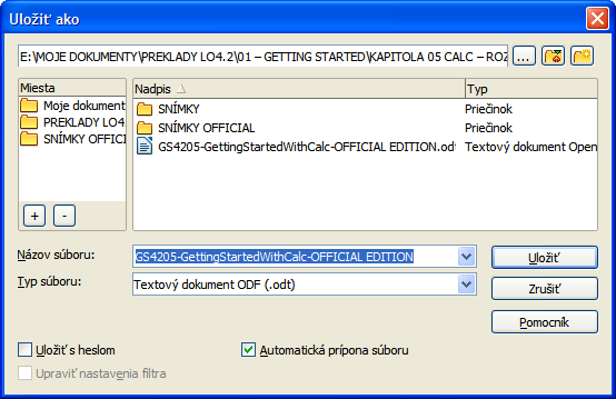 Ukladanie tabuľkových zošitov Viac informácií o tom, ako ručne a automaticky ukladať tabuľkové zošity, nájdeme kapitole 1, Predstavujeme LibreOffice.