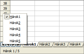 Pomocou myši kliknutím na záložku hárku v spodnej časti zošita prejdeme do daného hárku.