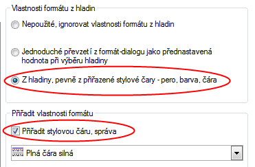 Instalace, základy Použití vlastností formátu 99 Použití stylů čar Použitím stylů čar můžete ovlivňovat zobrazování elementů v závislosti na vztažném měřítku, příp. na stylu plánu.