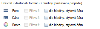 218 Správa dat pomocí programu ProjectPilot Allplan 2015 Stanovení vlastností formátu pomocí hladiny V dialogu Hladiny můžete nastavit, aby element přebíral vlastnosti formátu tloušťka pera, typ čáry