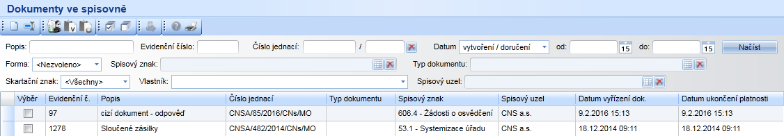 Při změně vlastníka dokumentu se v ČJ mění tyto zkratky: <Podací deník zkratka> <Spisový uzel zkratka> <Uživatel zkratka> POZNÁMKA: u kopií dokumentů nedojde převzetím kopie ke změně zkratky v ČJ.