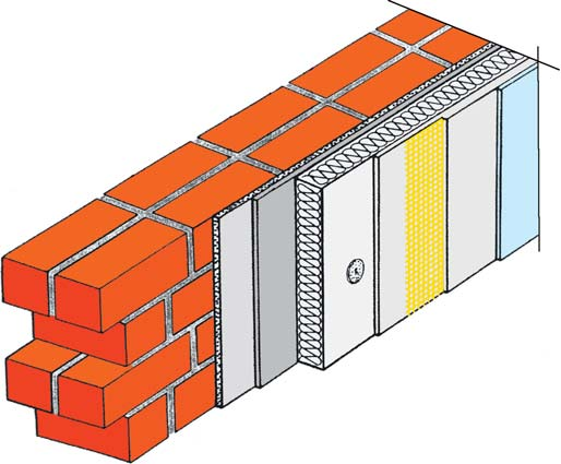 2. Skladba systému SAKRET SK EPS System a) Lepenie izolantu: SAKRET KAM Lepiaca malta h), SAKRET Špeciál Lepiaca malta h) b) Izolácia tepelný izolant z fasádnych polystyrénových izolaèných dosiek