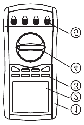 Popis přístroje 1. Přepni kryt 2. LCD displej. 3. Funkční tlačítka 4. Otočný přepínač. 5.