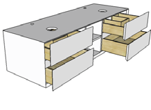 SPACES / SPACES XL SKŘÍŇKY PRO UMYVADLA NA POLOŽENÍ 16 CM / VANITY UNITS FOR COUNTERTOP WASHBASINS 16 CM PRO JEDNO UMYVADLO / FOR A SINGLE WASHBASIN PRO JEDNO UMYVADLO / FOR A SINGLE WASHBASIN VÝŘEZY