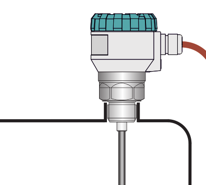 Je stanovena ochranná zóna podél elektrody o poloměru 300 mm. Hladinoměr je doporučeno nainstalovat do nádrže tak, aby předměty umístěné uvnitř nádrže (žebříky, různé příčky, míchadla apod.