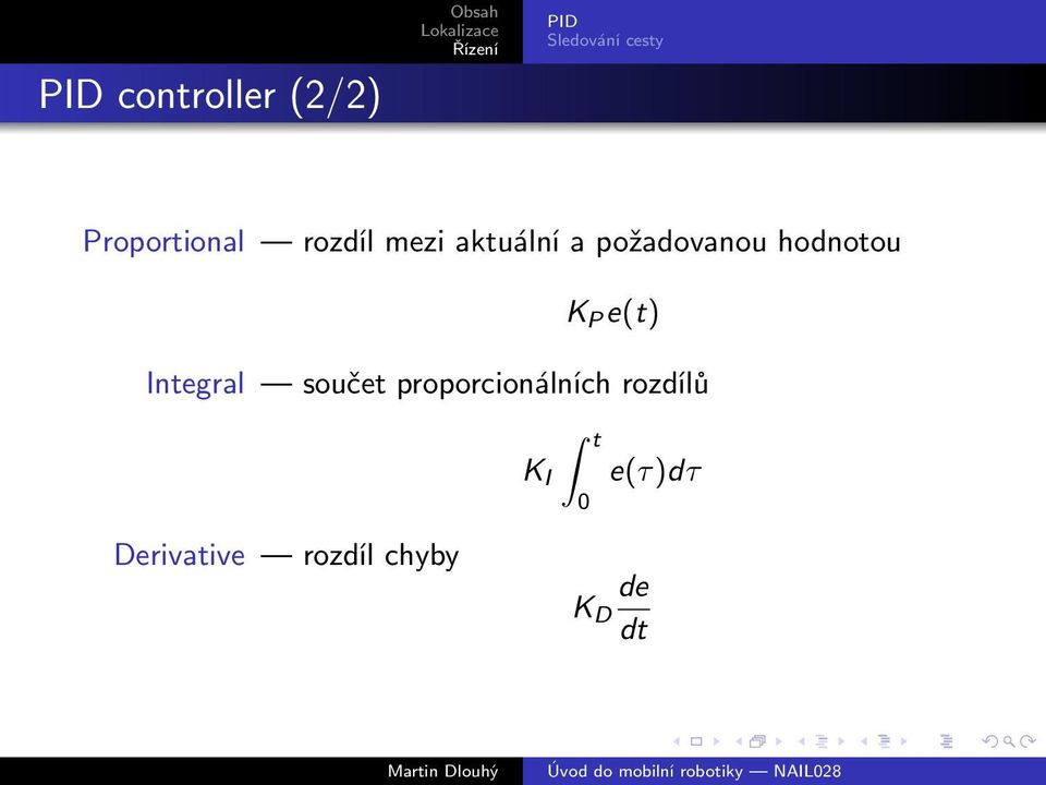 hodnotou K P e(t) Integral součet