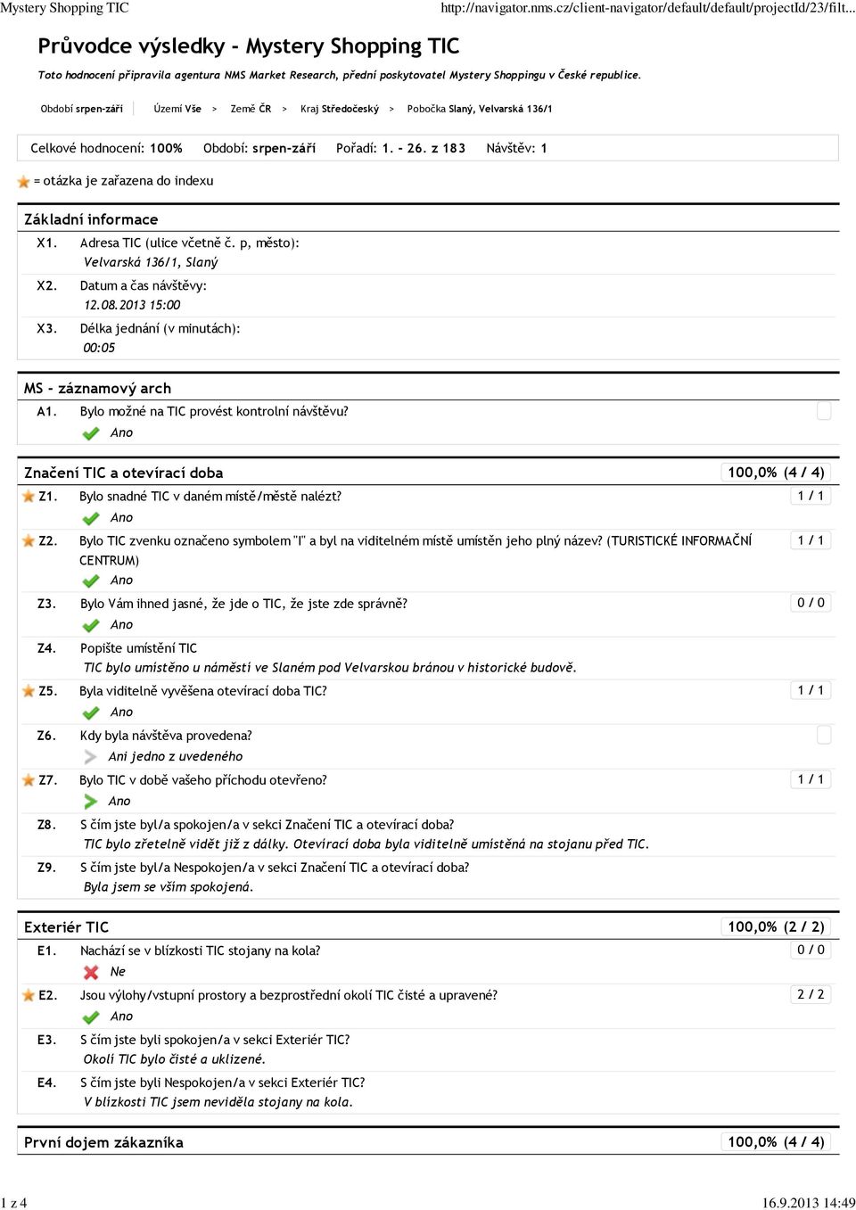 Období srpen-září Území Vše > Země ČR > Kraj Středočeský > Pobočka Slaný, Velvarská 136/1 Celkové hodnocení: 100% Období: srpen-září Pořadí: 1. - 26.