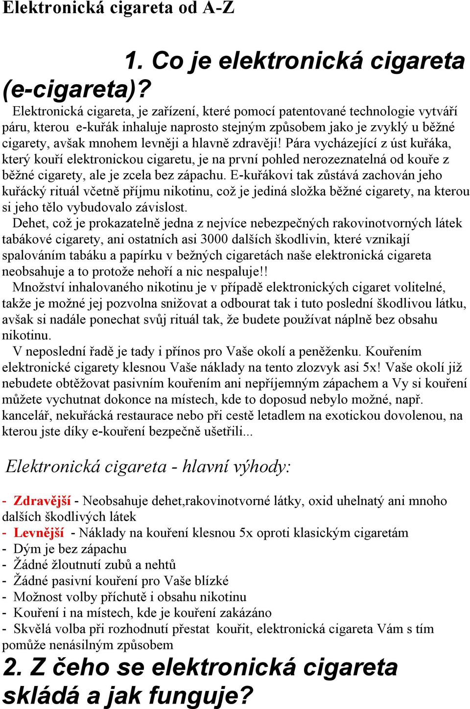 1. Co je elektronická cigareta (e-cigareta)? - PDF Stažení zdarma