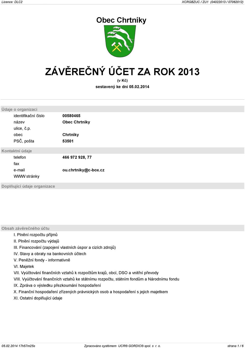 Plnění rozpočtu výdajů III. Financování (zapojení vlastních úspor a cizích zdrojů) IV. Stavy a obraty na bankovních účtech V. Peněžní fondy - informativně VI. Majetek VII.