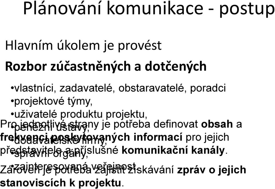definovat obsah a frekvenci dodavatelské poskytovaných firmy, informací pro jejich představitele správní orgány, a