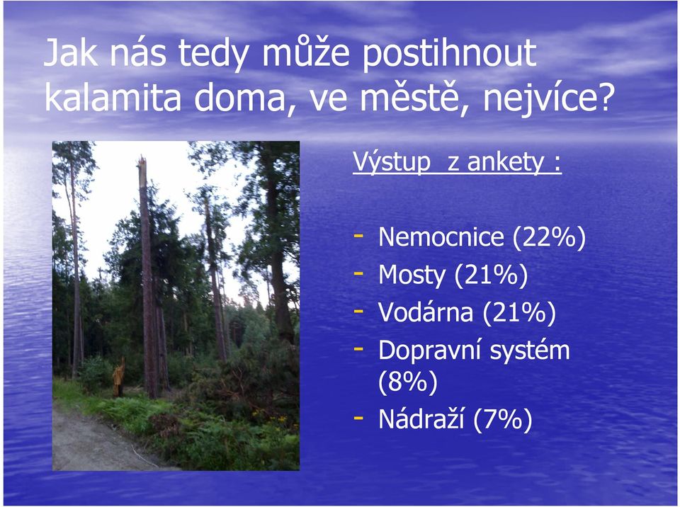 Výstup z ankety : - Nemocnice (22%) -