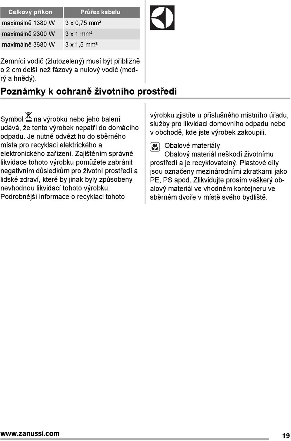 Je nutné odvézt ho do sběrného místa pro recyklaci elektrického a elektronického zařízení.