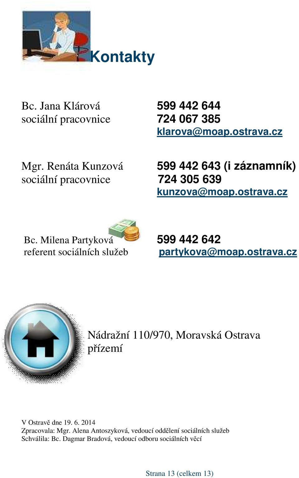 Milena Partyková 599 442 642 referent sociálních služeb partykova@moap.ostrava.